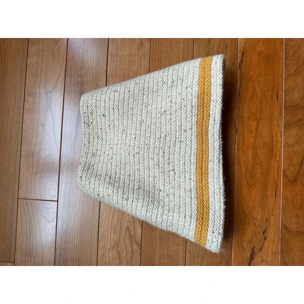 8Unbranded Lambswool Blend Chunky Knit Cowl‎ Scarf Oatmeal Mustard Stripe